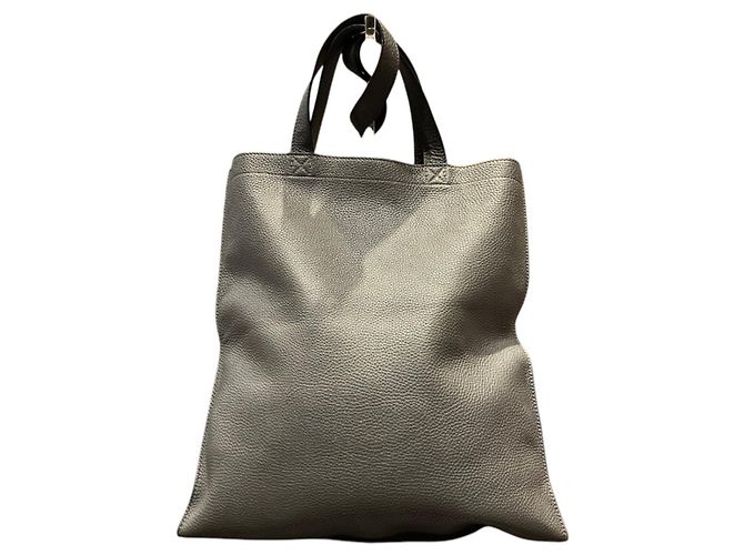 Fendi Flat Tote Bag Leder und Wildleder Grau Braun - Ansicht 2