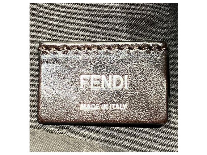 Fendi Flat Tote Bag Leder und Wildleder Grau Braun - Ansicht 4