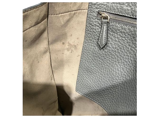 Fendi Flat Tote Bag Leder und Wildleder Grau Braun - Ansicht 9