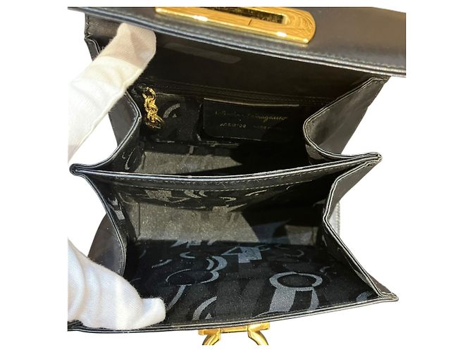 Borsa in pelle Gancini Salvatore Ferragamo Nero - vista 5
