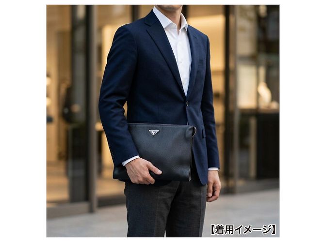 Borsa a pochette Prada in pelle nera Nero - vista 11