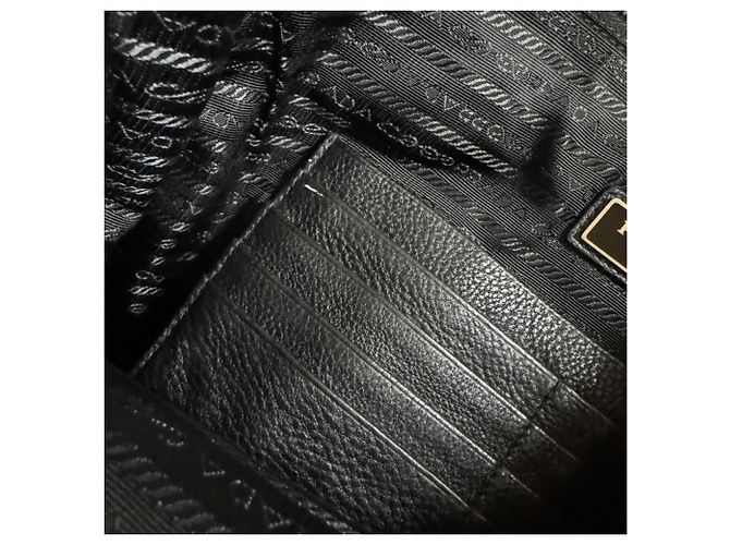 Borsa a pochette Prada in pelle nera Nero - vista 7
