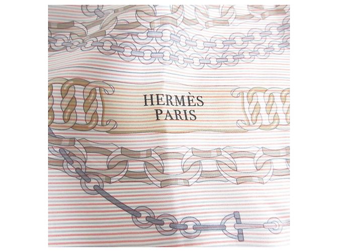 Hermès Hermes Carre 90 Reaction Seidentuch Braun Weiß Orange - Ansicht 6