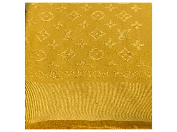 Stola in seta e lana Louis Vuitton Giallo - vista 3