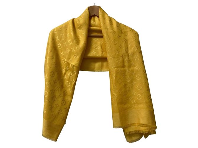Stola in seta e lana Louis Vuitton Giallo - vista 4