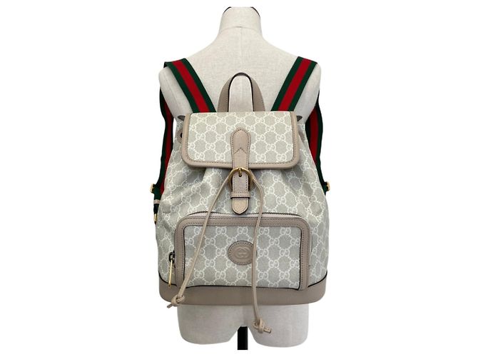 Gucci GG Supreme Interlocking G Rucksack Braun Grau - Ansicht 5