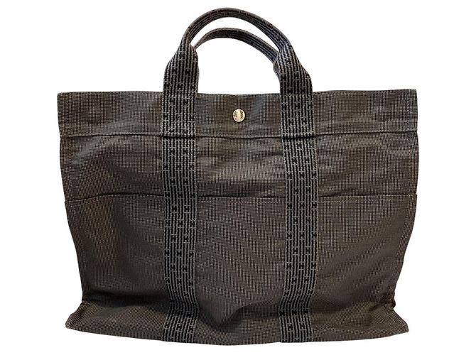 Hermès Borsa Tote Hermes Herline MM in Grigio Marrone - vista 3