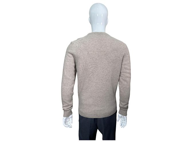 Autre Marque Aeronautica Militare Herren Wollpullover Beige Wolf-Print Blau - Ansicht 5