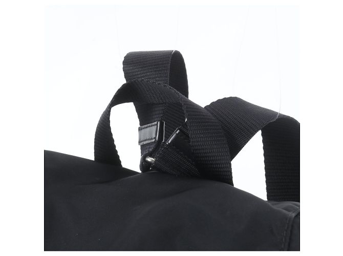 Prada Tessuto Nylon Triangle Logo Leather Backpack Black - vue 2