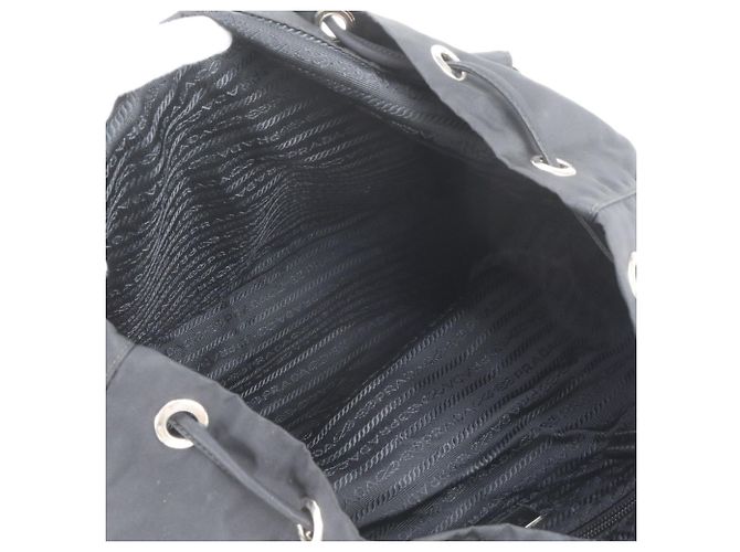 Prada Tessuto Nylon Triangle Logo Leather Backpack Black - vue 7