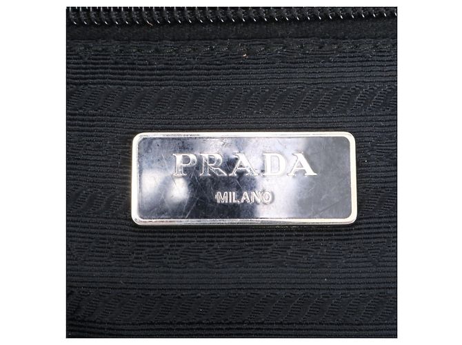 Prada Tessuto Nylon Triangle Logo Leather Backpack Black - vue 9