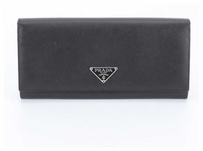 Prada Saffiano Leather Long Wallet Black - view 2