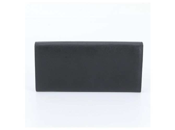 Prada Saffiano Leather Long Wallet Black - view 3