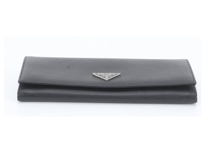 Prada Saffiano Leather Long Wallet Black - view 6