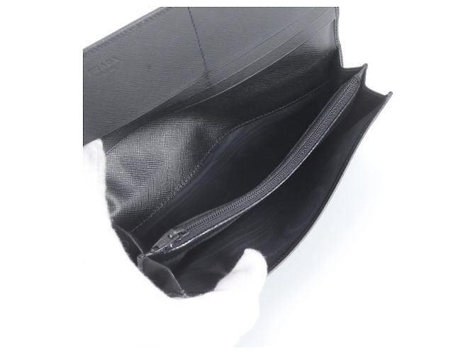 Prada Saffiano Leather Long Wallet Black - view 8