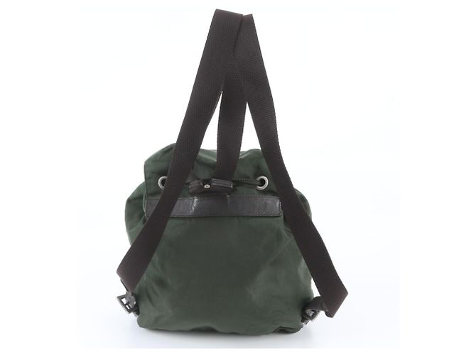 Prada Tessuto Nylon Triangle Logo Backpack Green Khaki - view 3