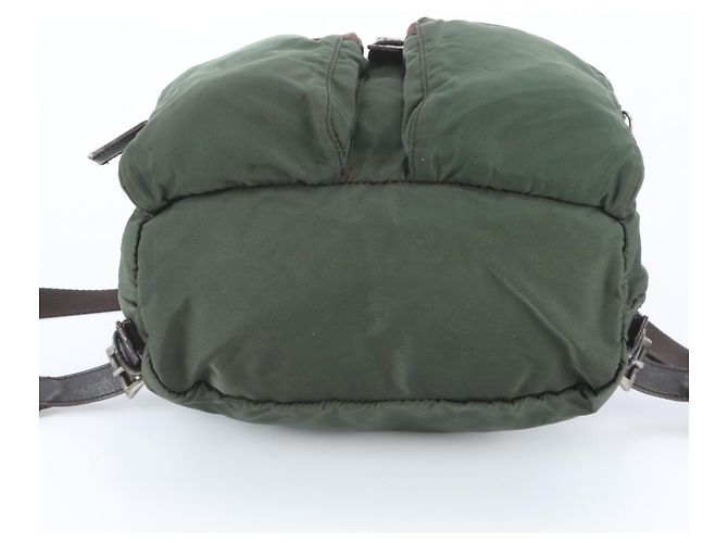 Prada Tessuto Nylon Triangle Logo Backpack Green Khaki - view 6