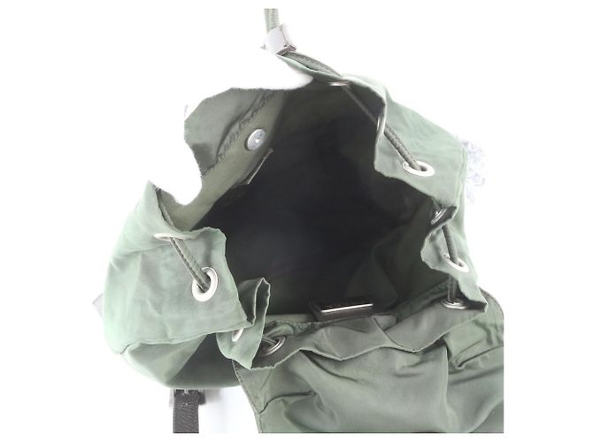 Prada Tessuto Nylon Triangle Logo Backpack Green Khaki - view 7
