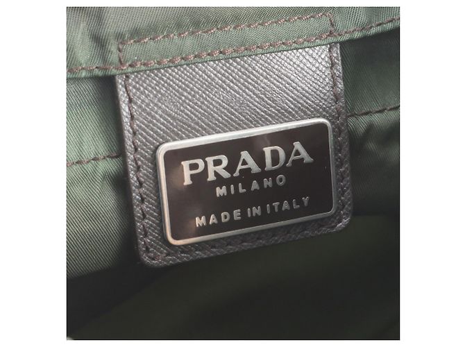 Prada Tessuto Nylon Triangle Logo Backpack Green Khaki - view 8