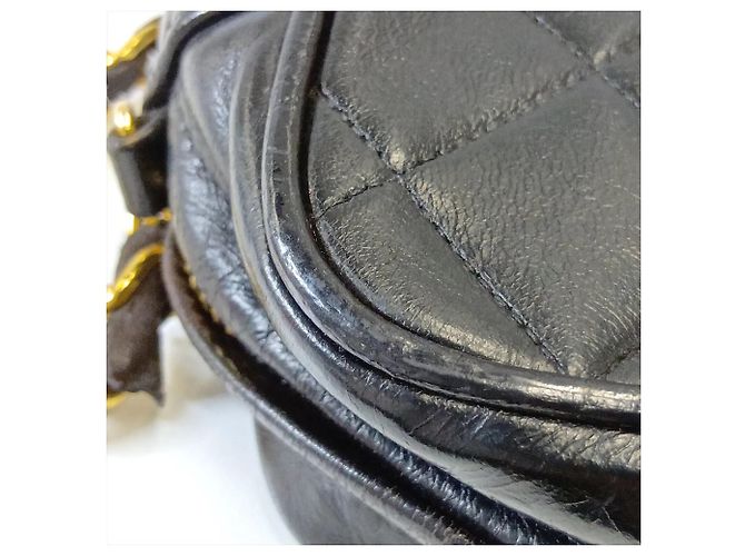 Chanel Matelassé Lammleder Schultertasche mit Fransen und Kette Schwarz - Ansicht 14