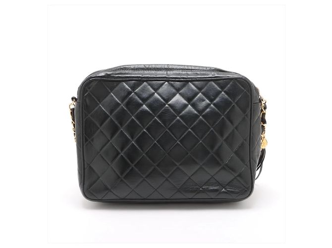 Chanel Matelassé Lammleder Schultertasche mit Fransen und Kette Schwarz - Ansicht 2