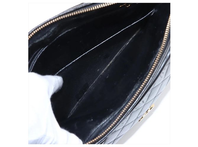 Chanel Matelassé Lammleder Schultertasche mit Fransen und Kette Schwarz - Ansicht 8