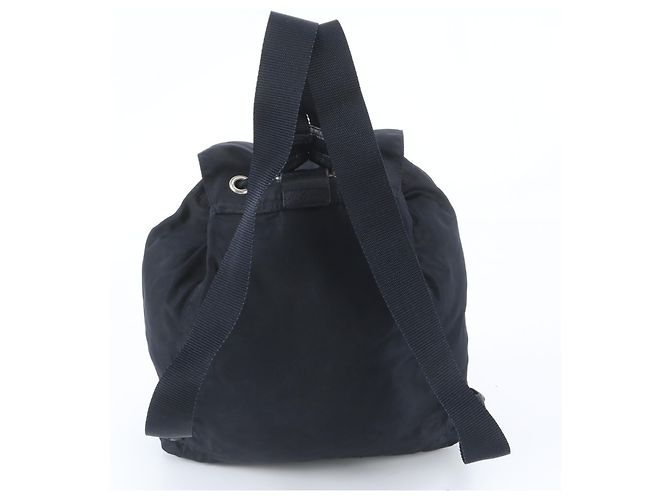 Prada Tessuto Nylon Triangle Logo Leather Backpack Black Navy blue - view 3