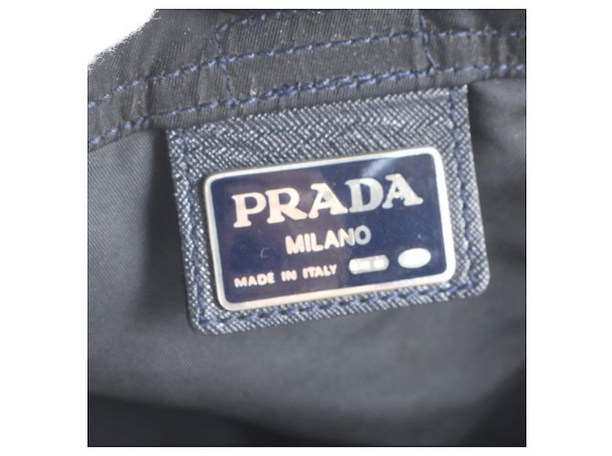 Prada Tessuto Nylon Triangle Logo Leather Backpack Black Navy blue - view 8