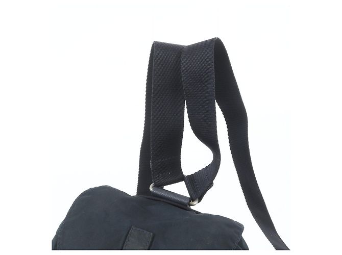 Prada Tessuto Nylon Triangle Logo Leather Backpack Black - view 2