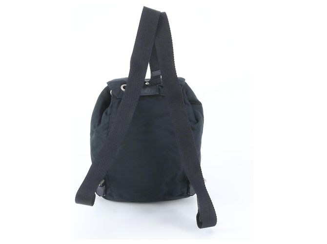 Prada Tessuto Nylon Triangle Logo Leather Backpack Black - view 3
