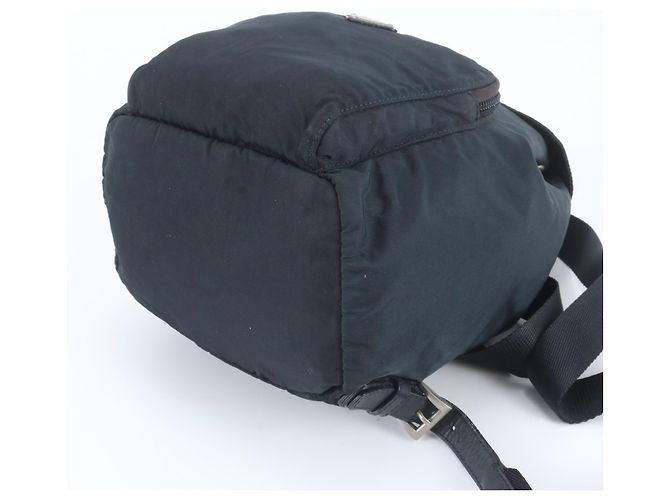Prada Tessuto Nylon Triangle Logo Leather Backpack Black - view 4
