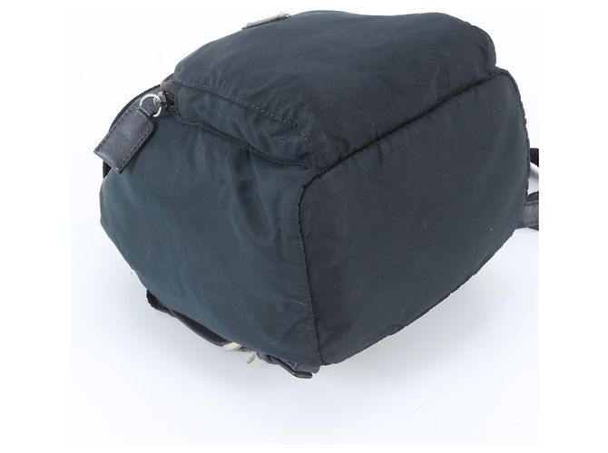 Prada Tessuto Nylon Triangle Logo Leather Backpack Black - view 5