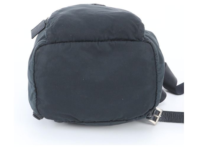 Prada Tessuto Nylon Triangle Logo Leather Backpack Black - view 6
