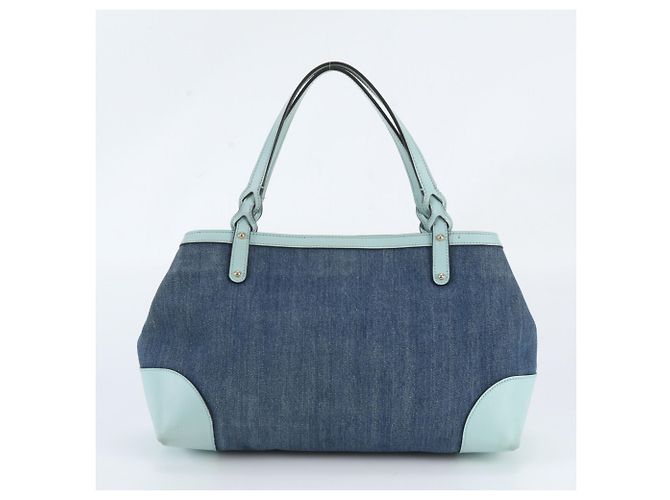 Borsa Tote Gucci Craft in denim e pelle Blu - vista 3