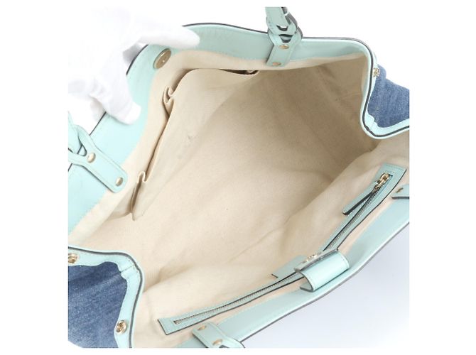 Borsa Tote Gucci Craft in denim e pelle Blu - vista 7