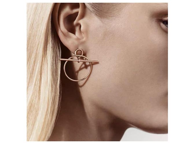 Hermès Orecchini Loop in oro rosa D'oro - vista 7