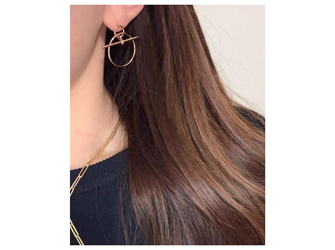 Hermès Orecchini Loop in oro rosa D'oro - vista 8