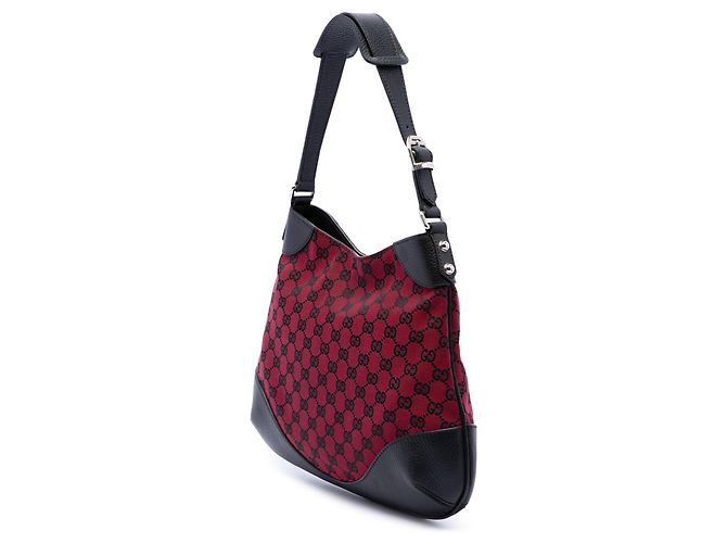 Borsa Hobo Gucci in canvas GG rosso Bordò - vista 2