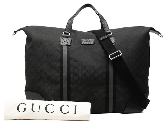 Borsa Duffle Gucci Black XL GG Nylon Web Nero - vista 7