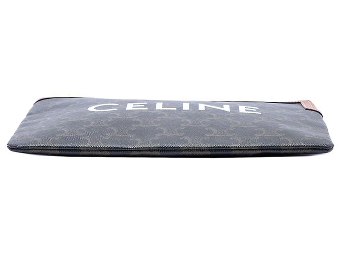 Céline Clutch Celine Small Triomphe de lona revestida marrón Castaño Marrón oscuro - vista 3