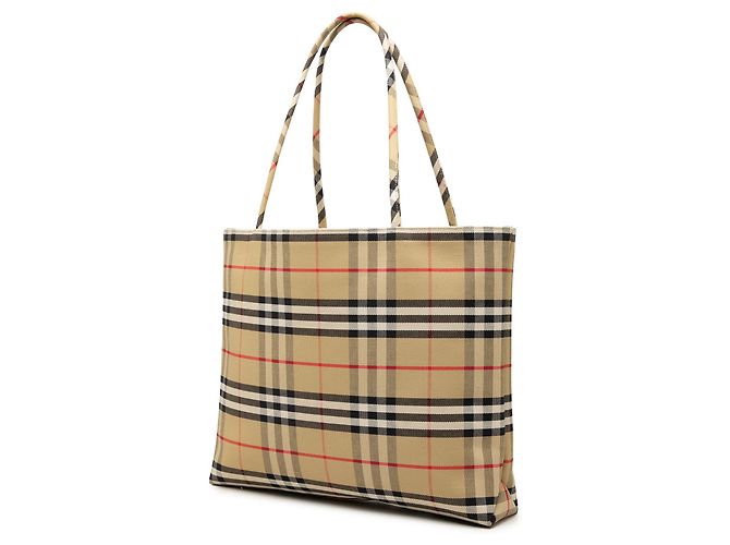 Borsa Tote Burberry Beige House Check Canvas - vista 2