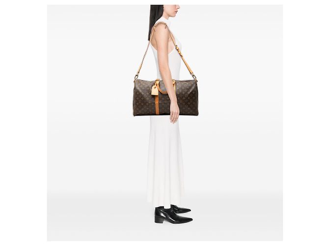 Louis Vuitton Brown Monogram Keepall Bandouliere 50 Marrone - vista 7