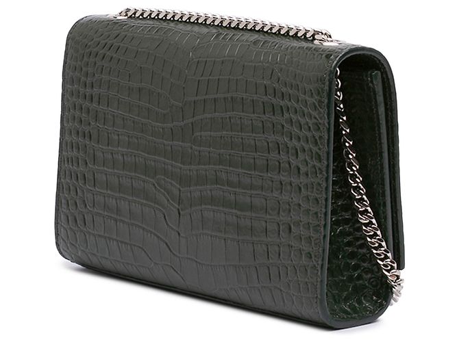 Saint Laurent Borsa a Tracolla Kate Tassel in Pelle Effetto Coccodrillo Verde Medium Verde scuro - vista 2