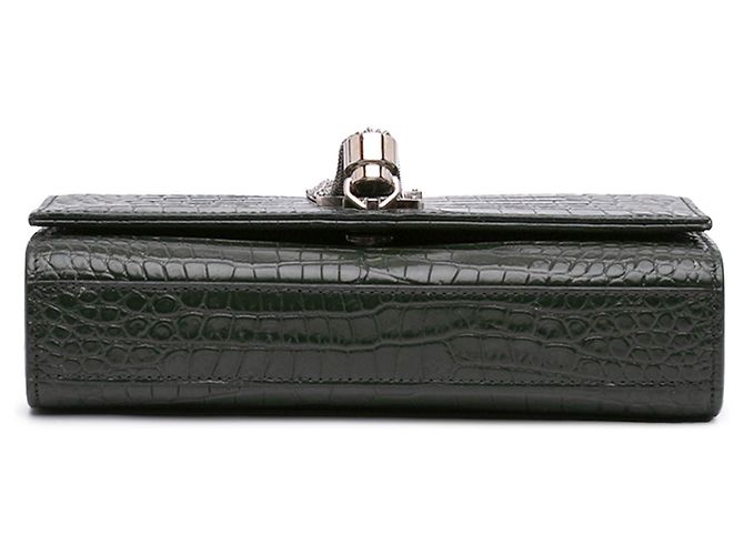 Saint Laurent Borsa a Tracolla Kate Tassel in Pelle Effetto Coccodrillo Verde Medium Verde scuro - vista 3