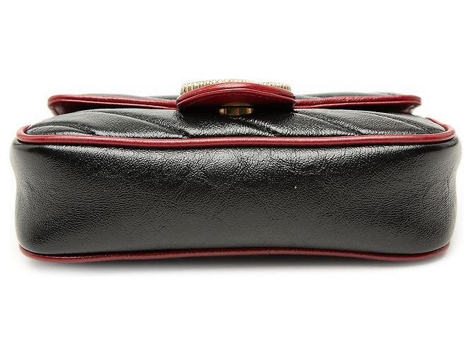 Borsa a tracolla Gucci Black Super Mini GG Marmont in pelle matelassé con patta Torchon - vista 3