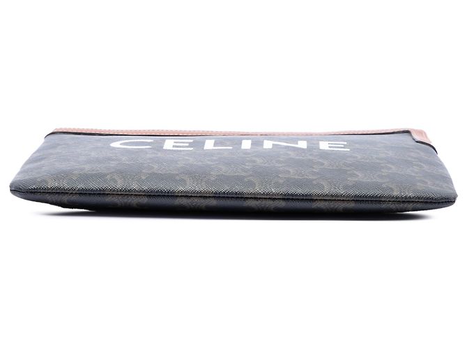 Céline Clutch Celine Small Triomphe de lona revestida marrón Castaño Marrón oscuro - vista 3