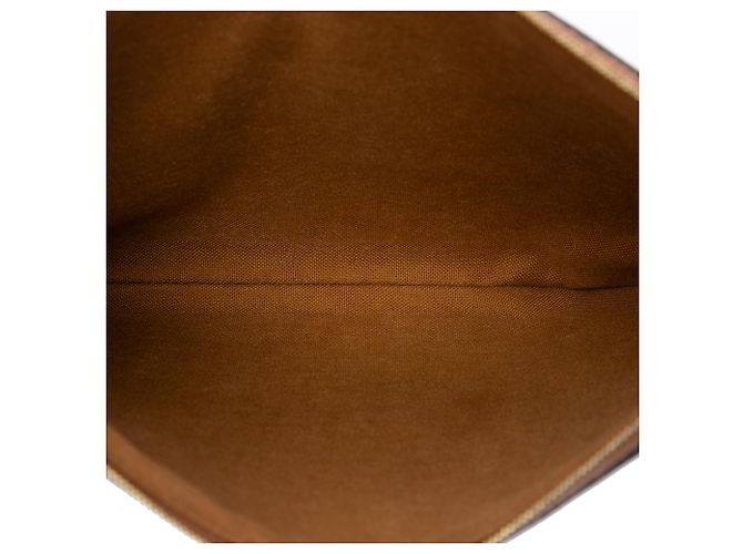 Céline Clutch Celine Small Triomphe de lona revestida marrón Castaño Marrón oscuro - vista 4