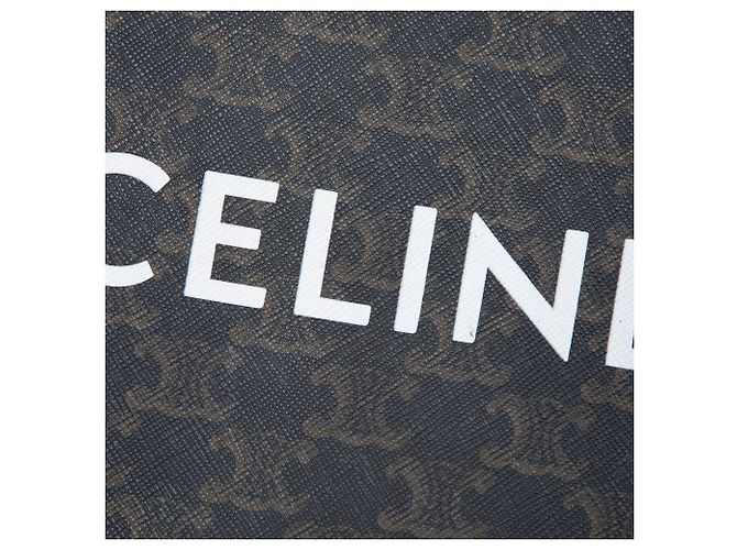 Céline Clutch Celine Small Triomphe de lona revestida marrón Castaño Marrón oscuro - vista 5