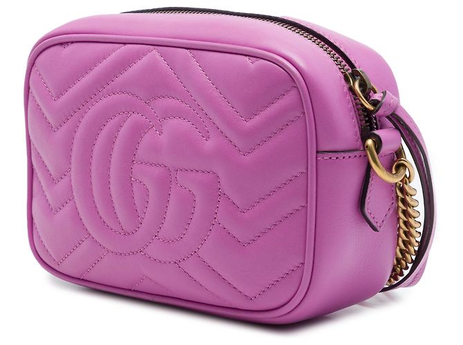 Gucci Mini GG Marmont Matelassé in pelle di vitello rosa, borsa a tracolla - vista 2
