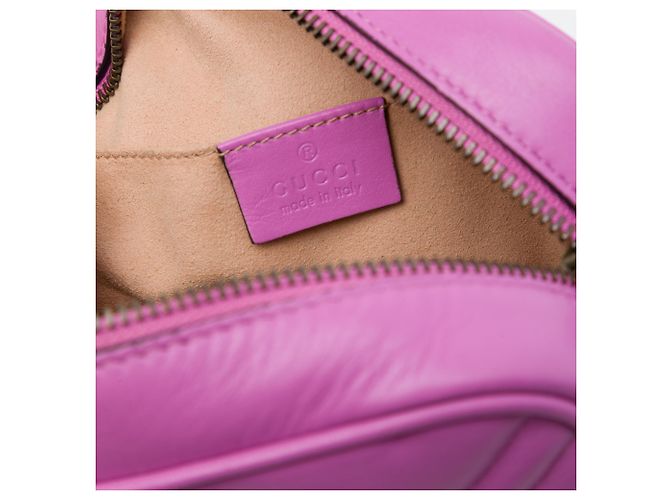 Gucci Mini GG Marmont Matelassé in pelle di vitello rosa, borsa a tracolla - vista 5
